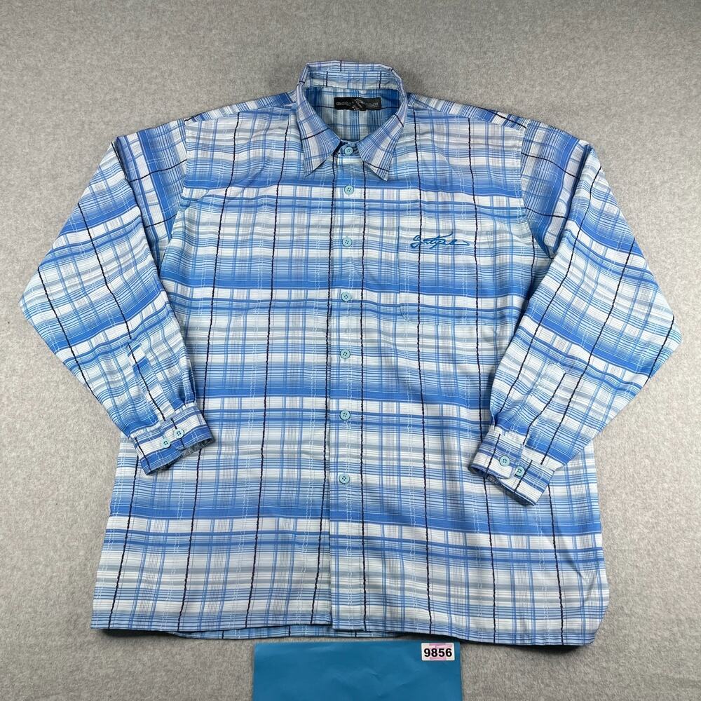 Southpole Shirt Large Blue Plaid Pocket Casual Button Up Long Sleeve Mens